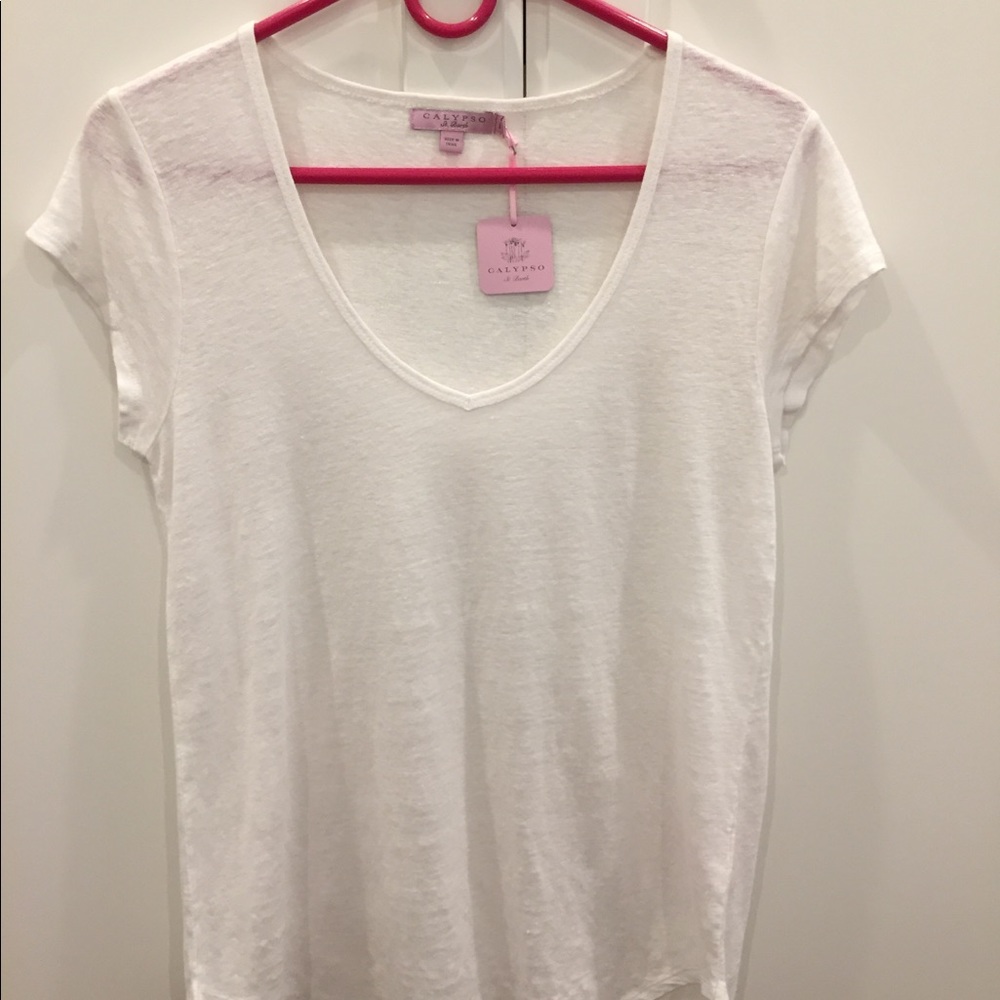 White linen Calypso St Barth T-shirt